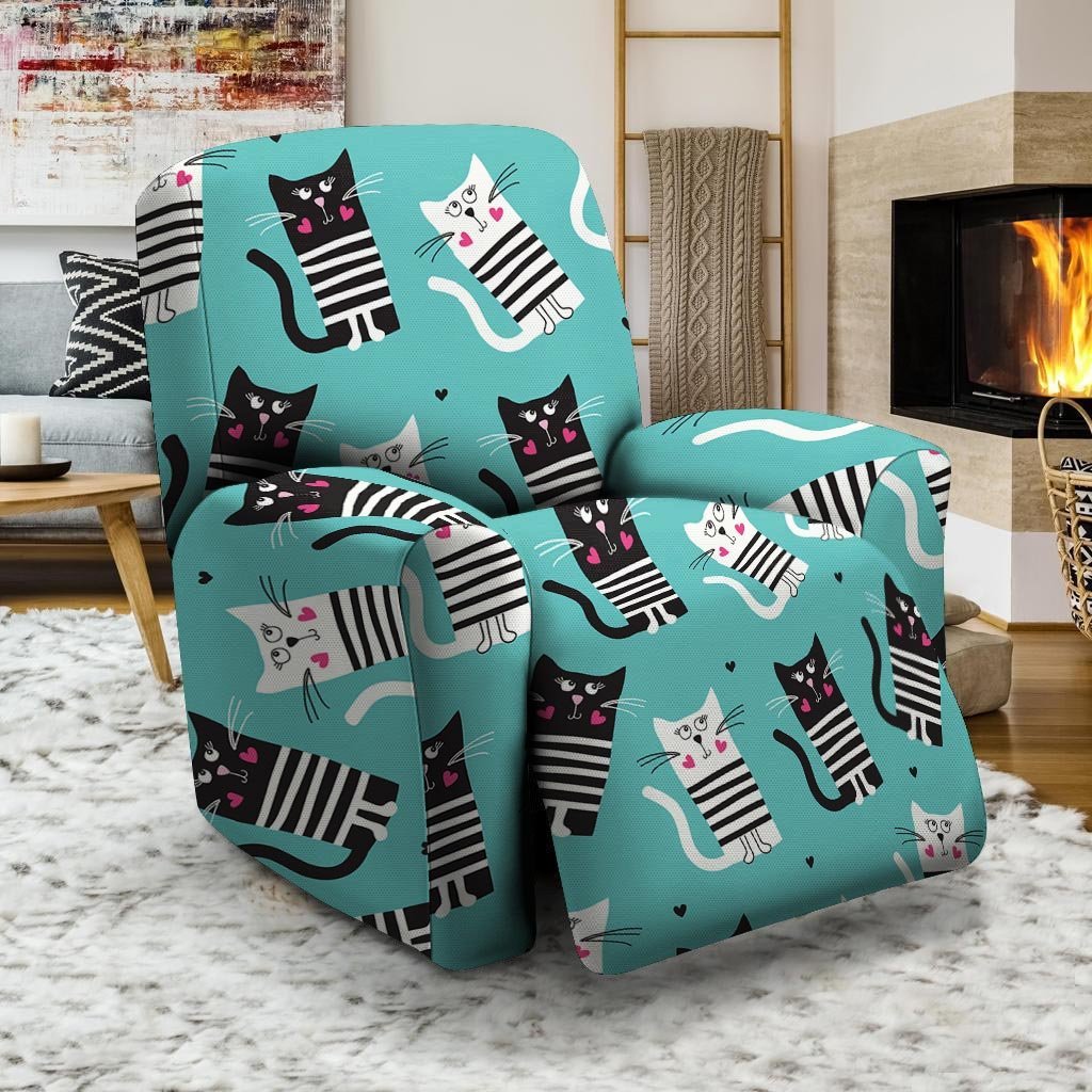 Love Turquoise Cat Print Recliner Cover-grizzshop