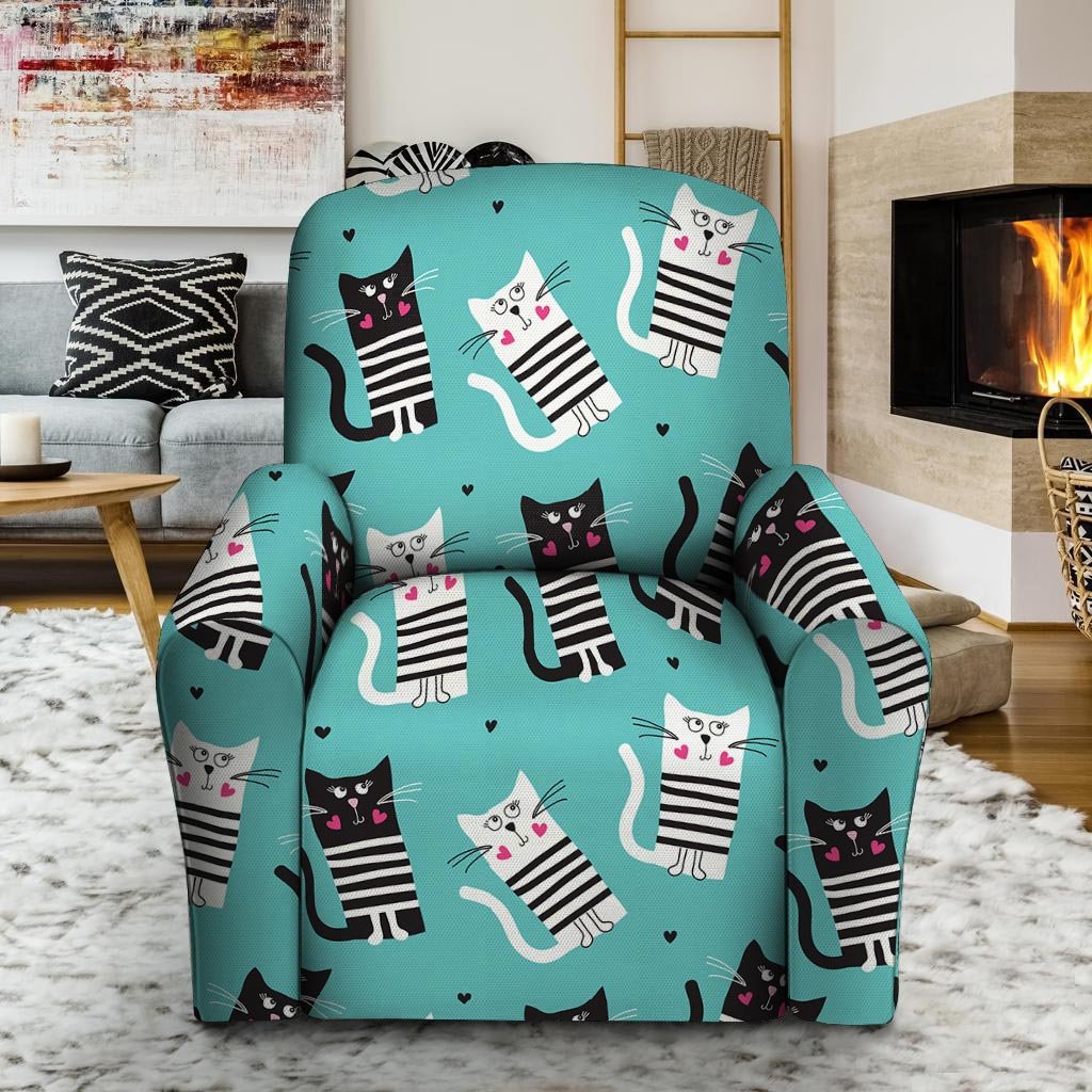 Love Turquoise Cat Print Recliner Cover-grizzshop