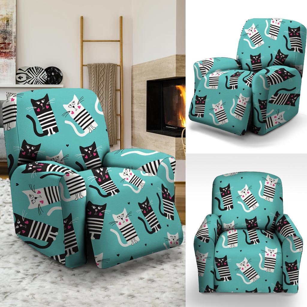 Love Turquoise Cat Print Recliner Cover-grizzshop