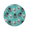 Love Turquoise Cat Print Round Rug-grizzshop