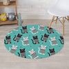 Love Turquoise Cat Print Round Rug-grizzshop