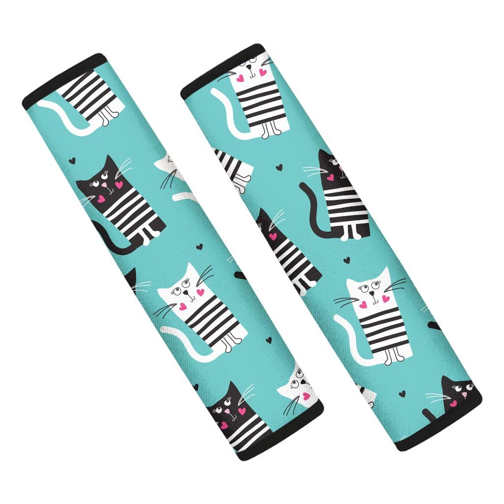 Love Turquoise Cat Print Seat Belt Cover-grizzshop