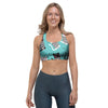 Love Turquoise Cat Print Sports Bra-grizzshop