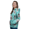 Love Turquoise Cat Print Women's Hoodie-grizzshop