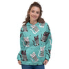 Love Turquoise Cat Print Women's Hoodie-grizzshop