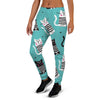 Love Turquoise Cat Print Women's Joggers-grizzshop