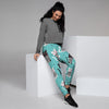 Love Turquoise Cat Print Women's Joggers-grizzshop