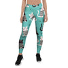 Love Turquoise Cat Print Women's Leggings-grizzshop