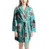 Love Turquoise Cat Print Women's Robe-grizzshop