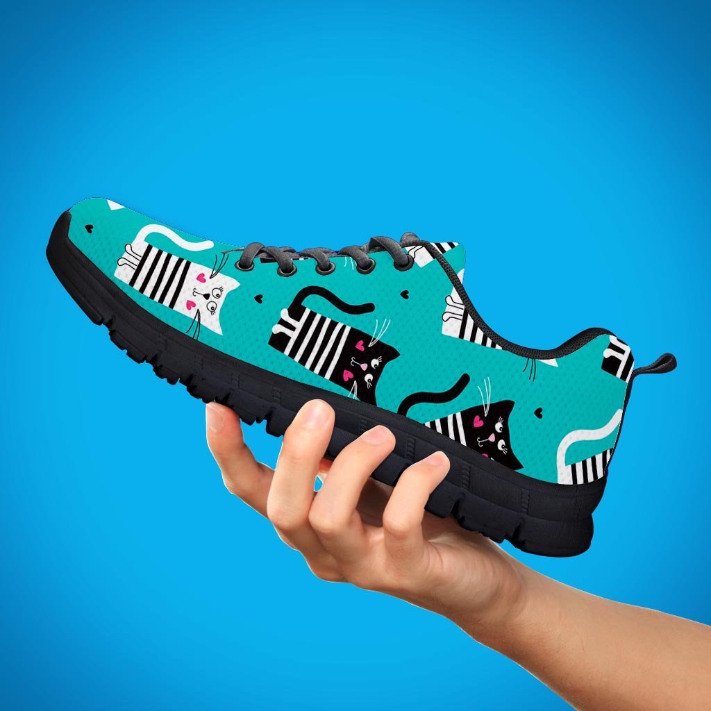 Love Turquoise Cat Print Women's Sneakers-grizzshop