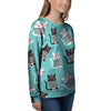 Love Turquoise Cat Print Women's Sweatshirt-grizzshop