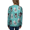 Love Turquoise Cat Print Women's Sweatshirt-grizzshop