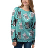 Love Turquoise Cat Print Women's Sweatshirt-grizzshop