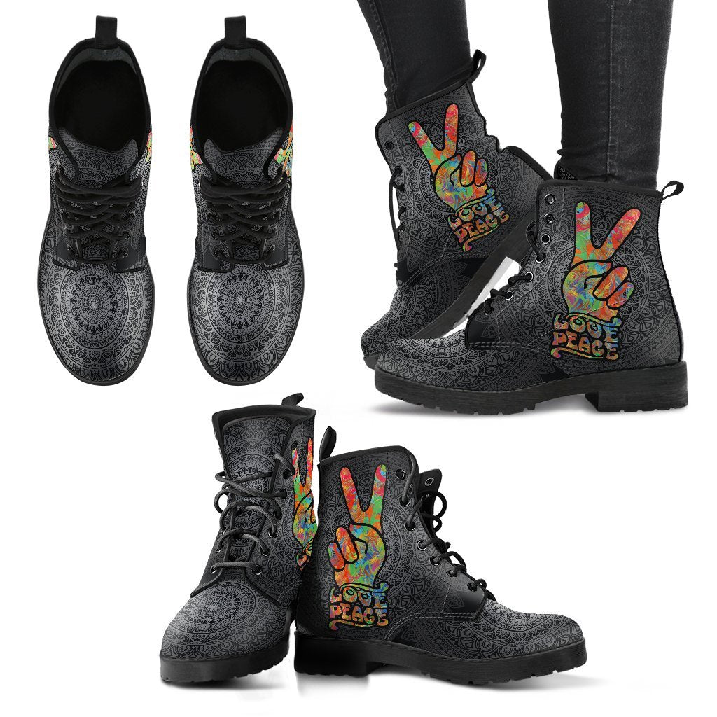 Love and Peace Women's Leather Boots-grizzshop