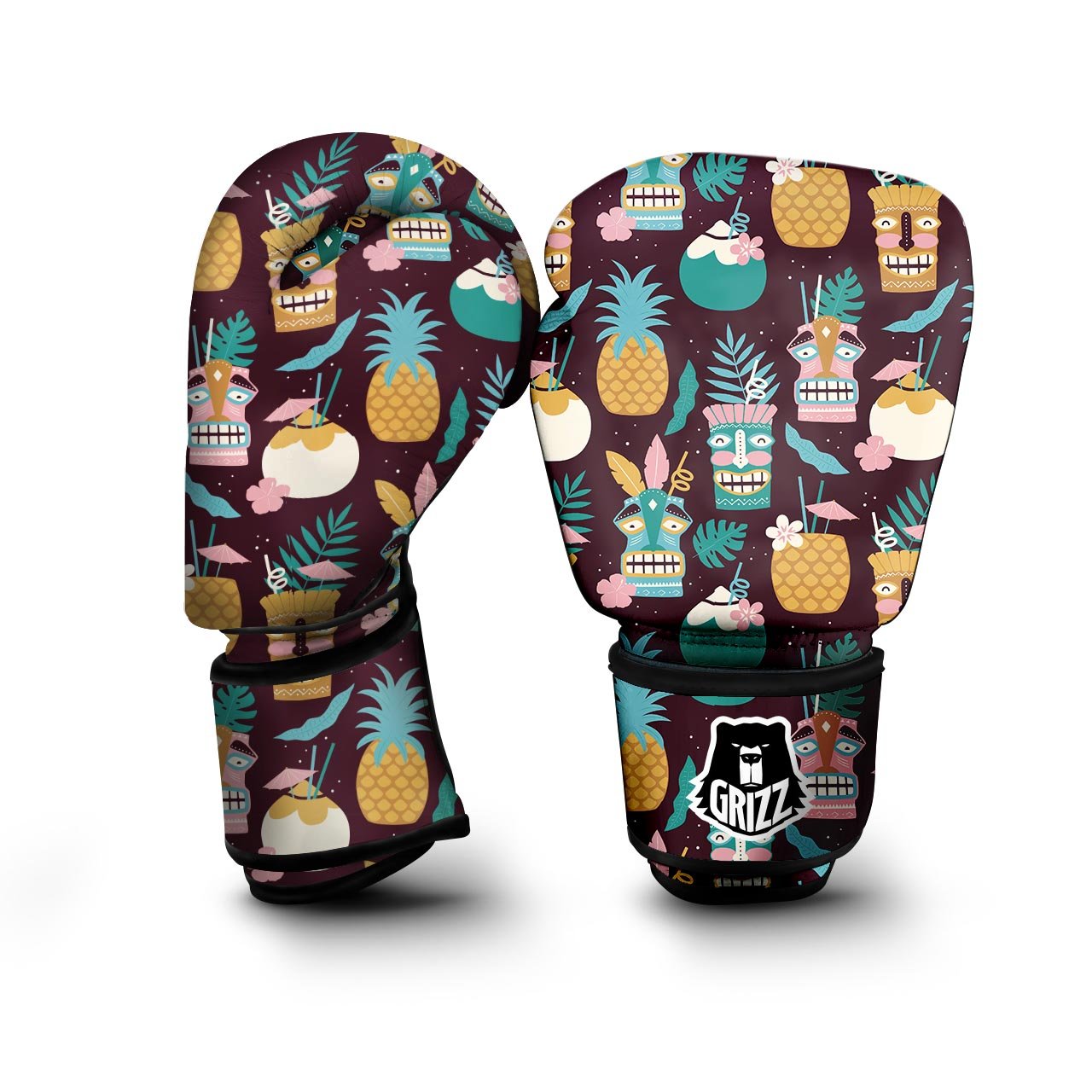 Luau Tiki Print Pattern Boxing Gloves-grizzshop