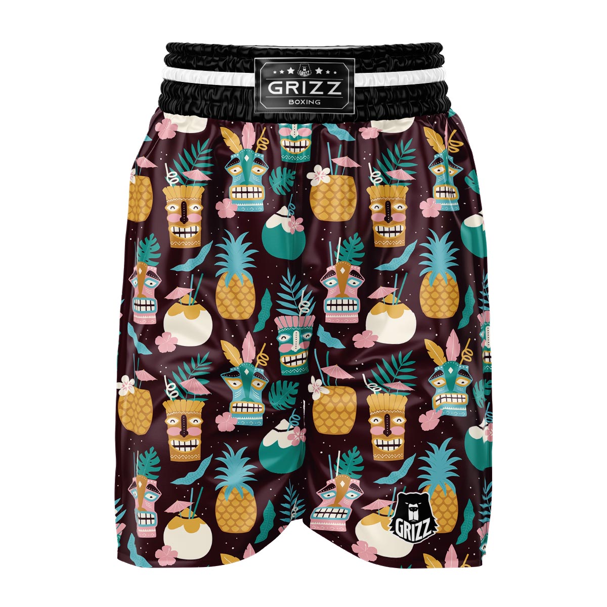 Luau Tiki Print Pattern Boxing Shorts-grizzshop