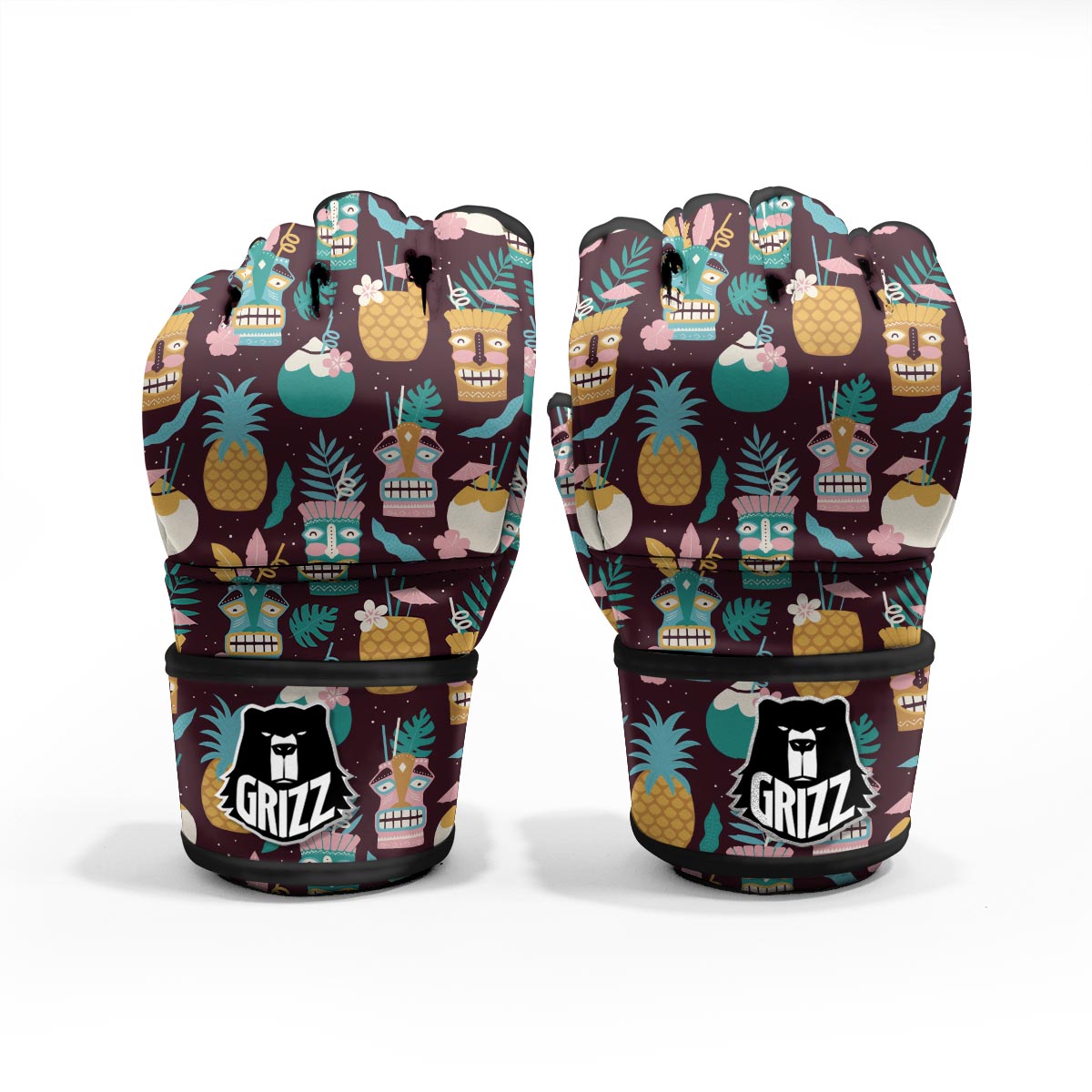 Luau Tiki Print Pattern MMA Gloves-grizzshop
