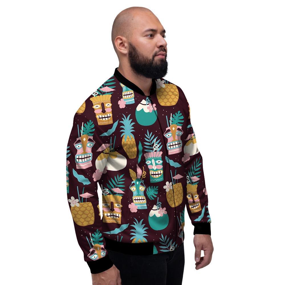 Luau Tiki Print Pattern Men's Bomber Jacket-grizzshop