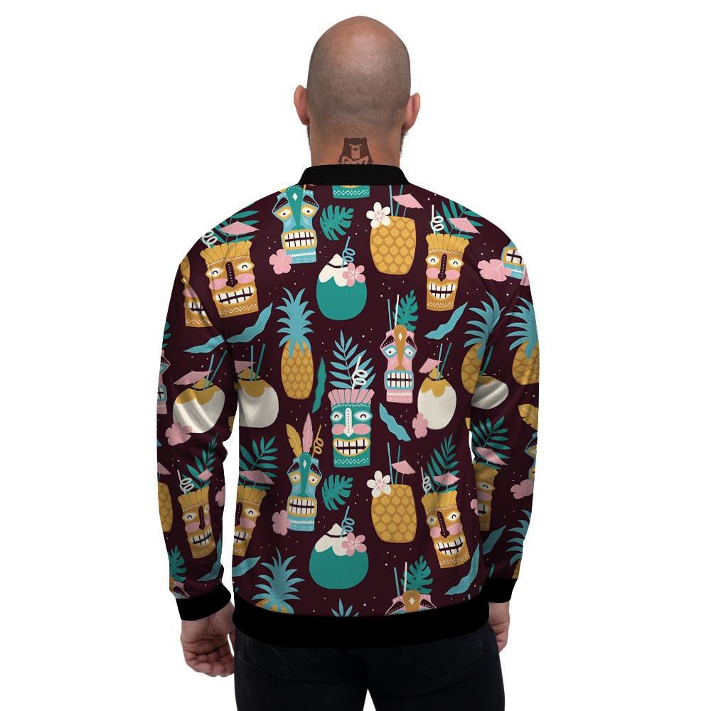 Luau Tiki Print Pattern Men's Bomber Jacket-grizzshop