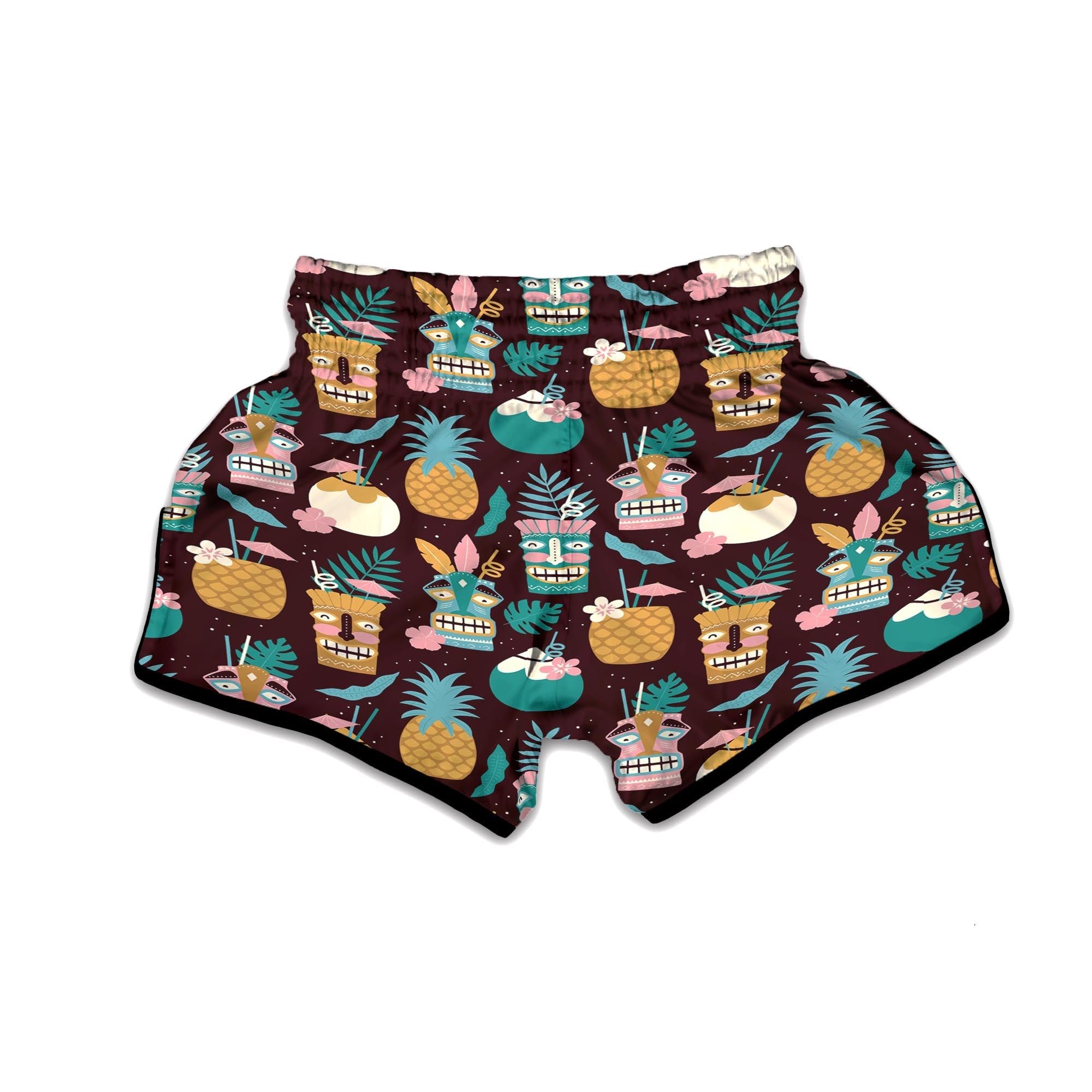 Luau Tiki Print Pattern Muay Thai Boxing Shorts-grizzshop