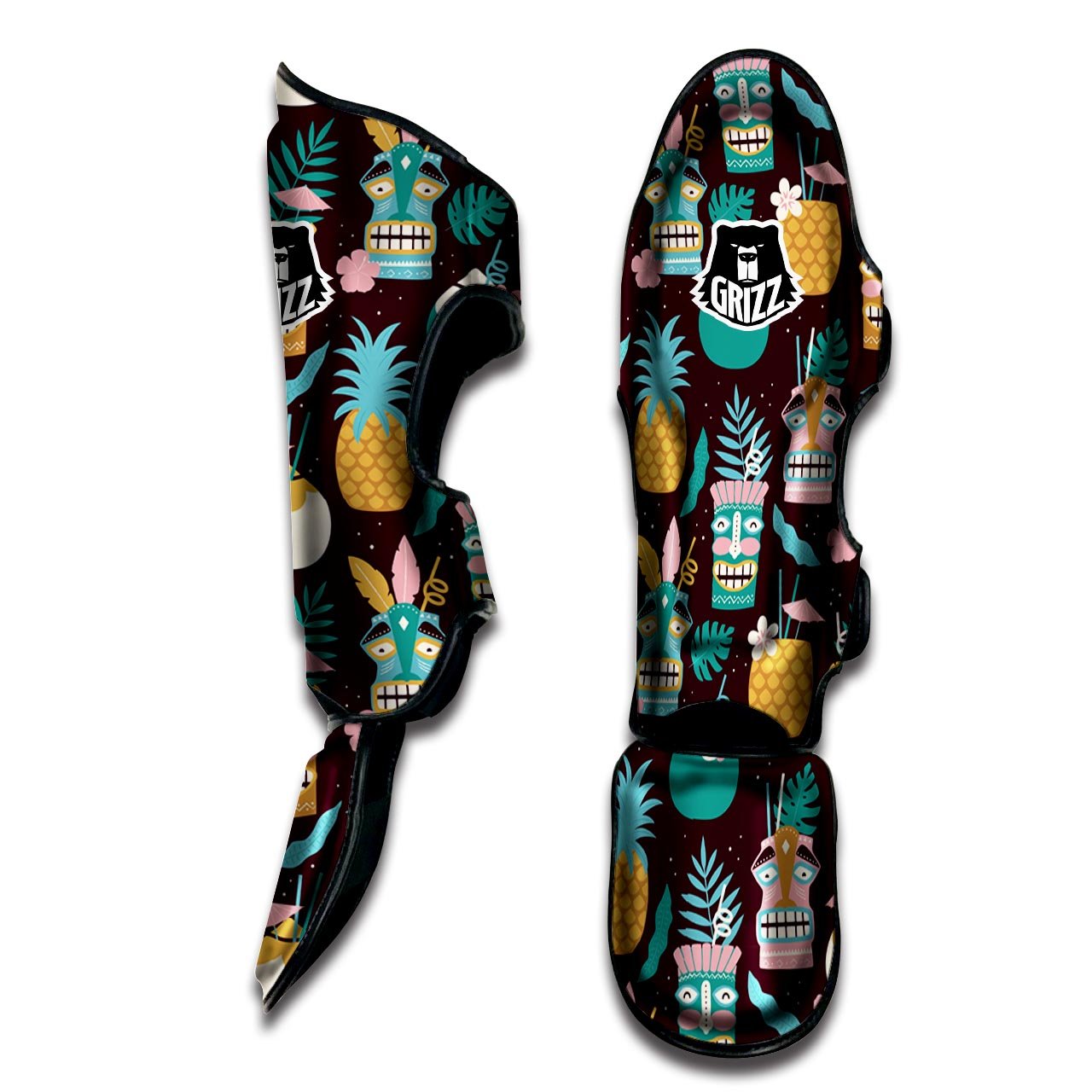 Luau Tiki Print Pattern Muay Thai Shin Guards-grizzshop