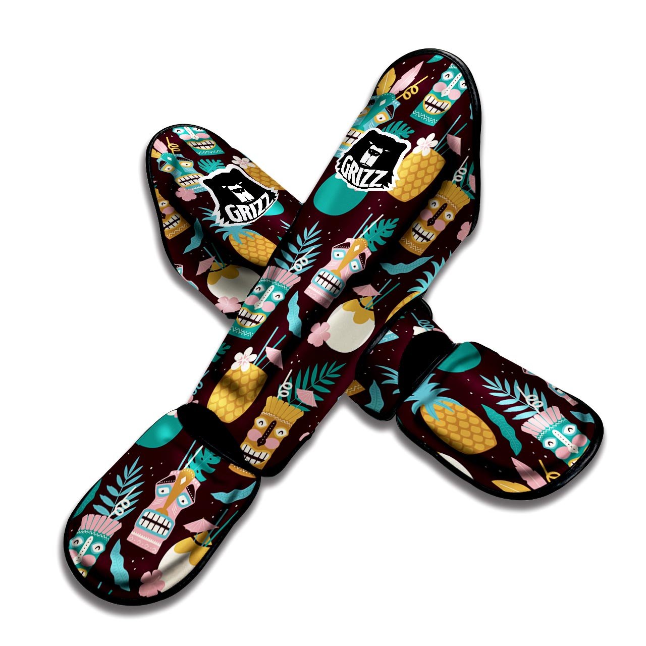 Luau Tiki Print Pattern Muay Thai Shin Guards-grizzshop