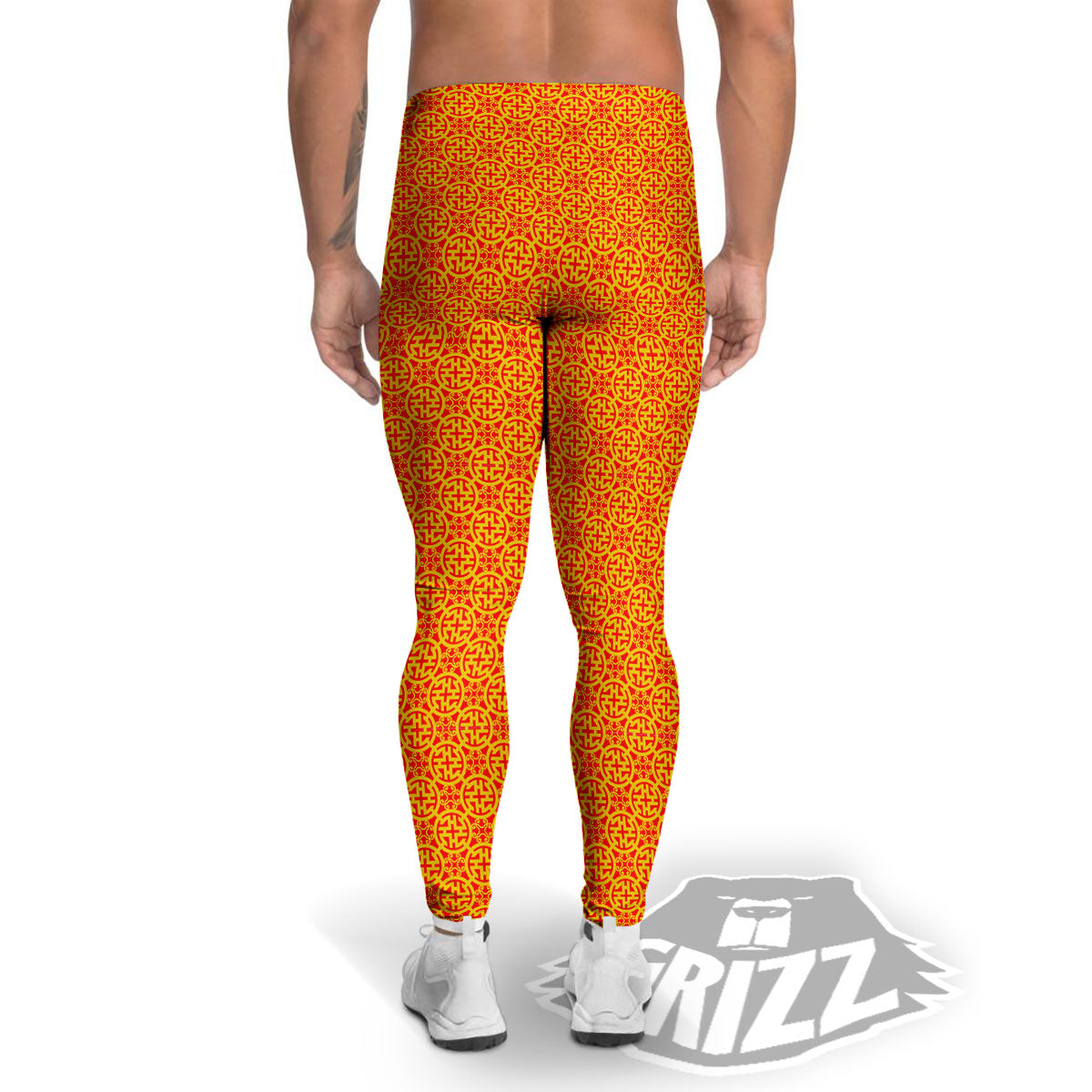 Luck Symbol Chinese Print Pattern Men's Leggings-grizzshop