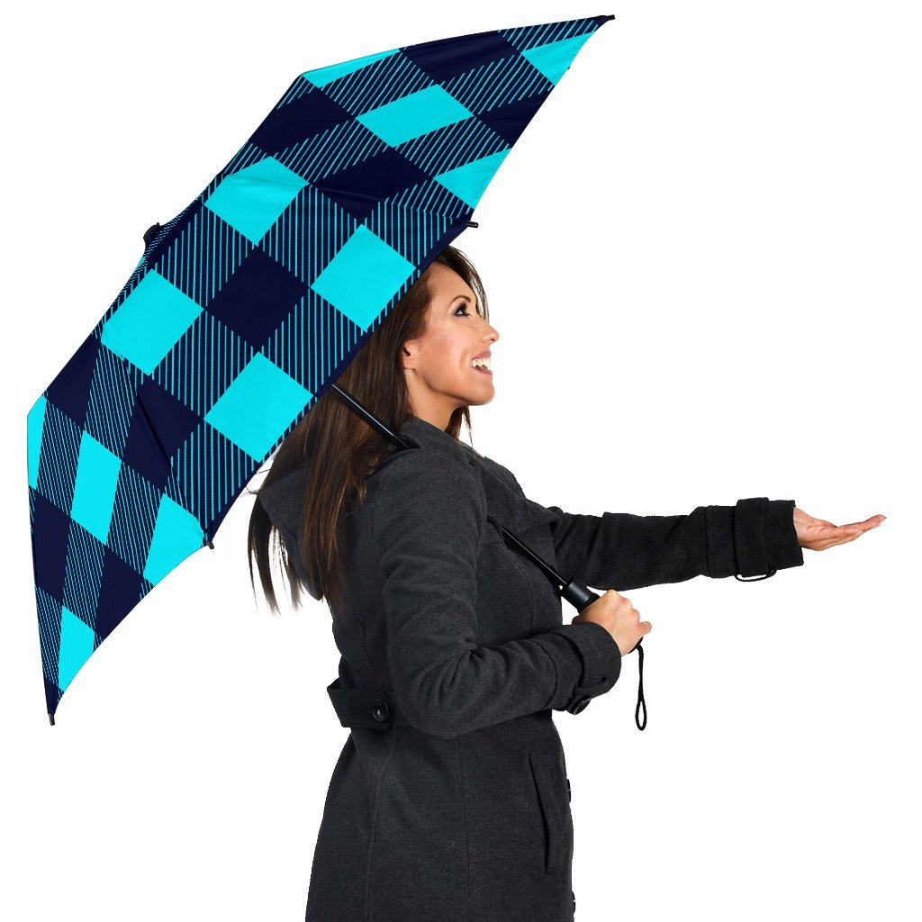 Lumberjack Blue Pattern Print Automatic Foldable Umbrella-grizzshop