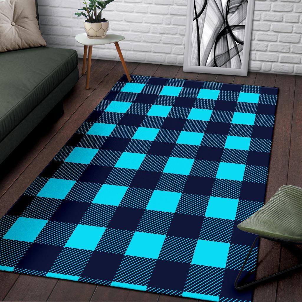 Lumberjack Blue Pattern Print Floor Mat-grizzshop