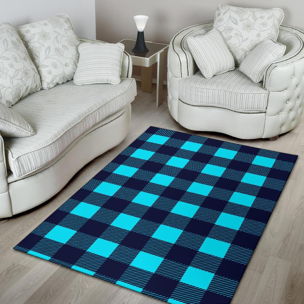 Lumberjack Blue Pattern Print Floor Mat-grizzshop