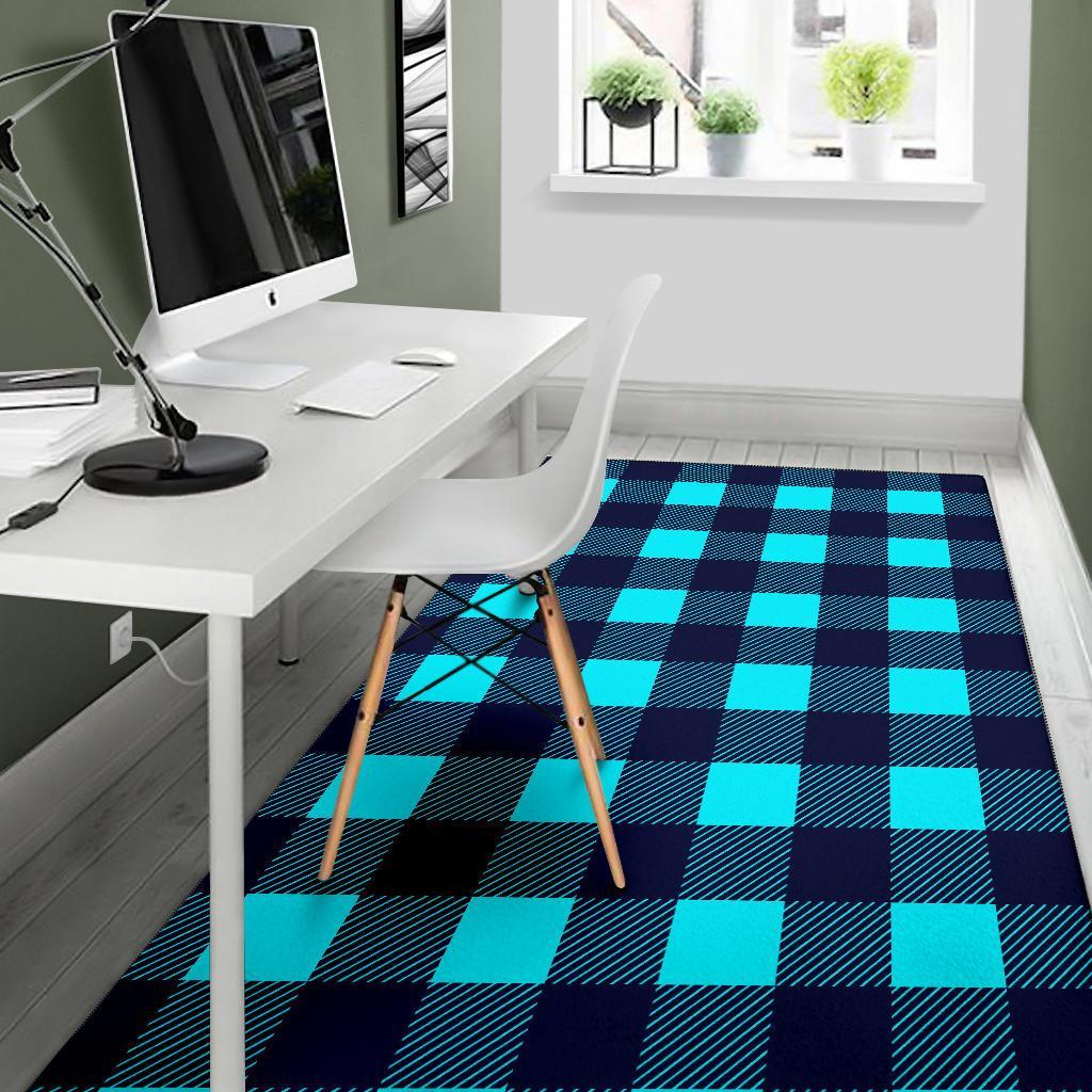 Lumberjack Blue Pattern Print Floor Mat-grizzshop