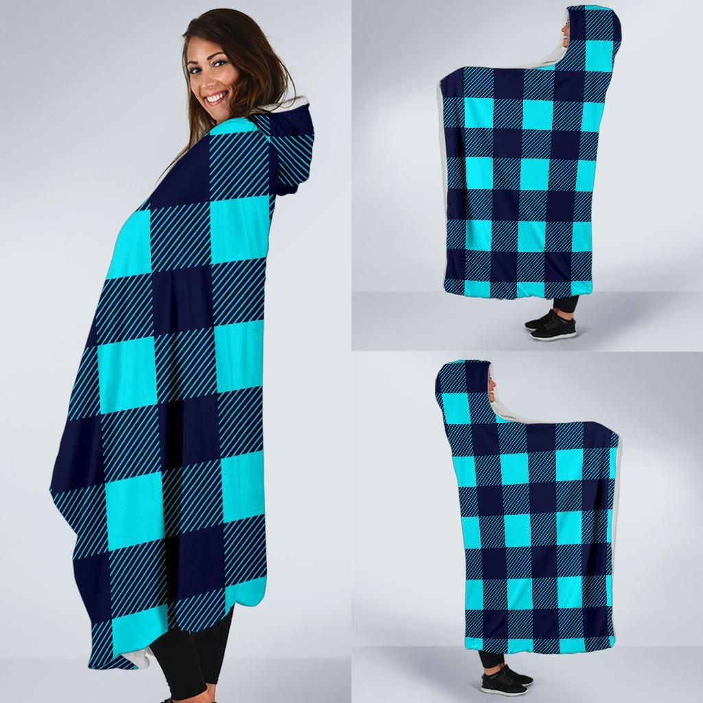 Lumberjack Blue Pattern Print Hooded Blanket-grizzshop