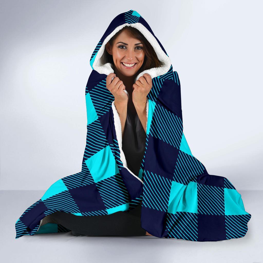 Lumberjack Blue Pattern Print Hooded Blanket-grizzshop