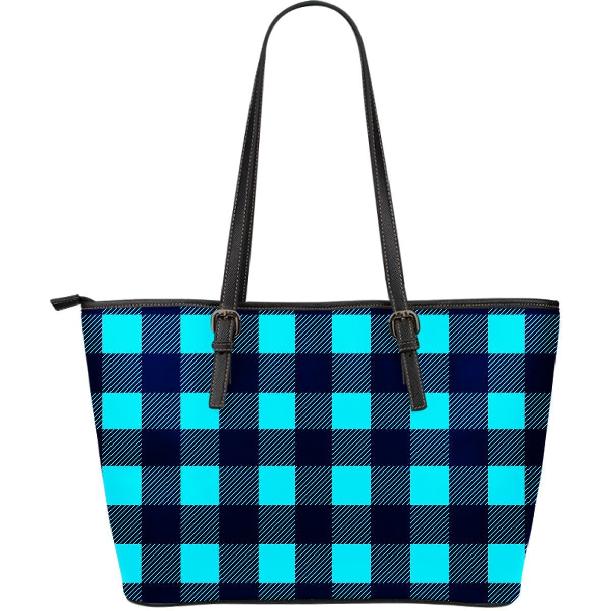 Lumberjack Blue Pattern Print Leather Tote Bag-grizzshop