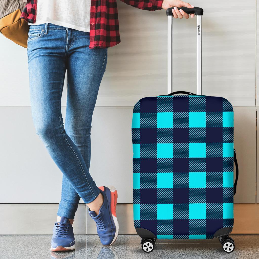 Lumberjack Blue Pattern Print Luggage Cover Protector-grizzshop