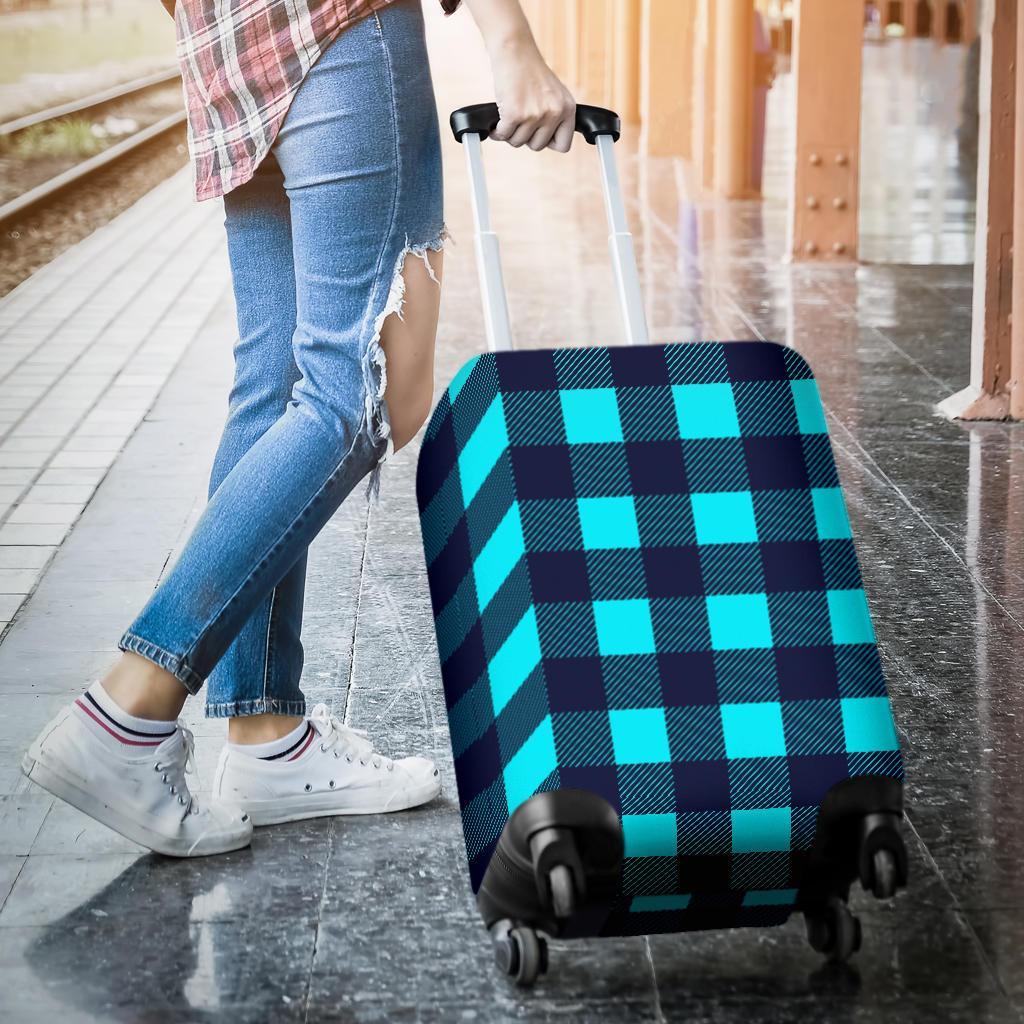 Lumberjack Blue Pattern Print Luggage Cover Protector-grizzshop