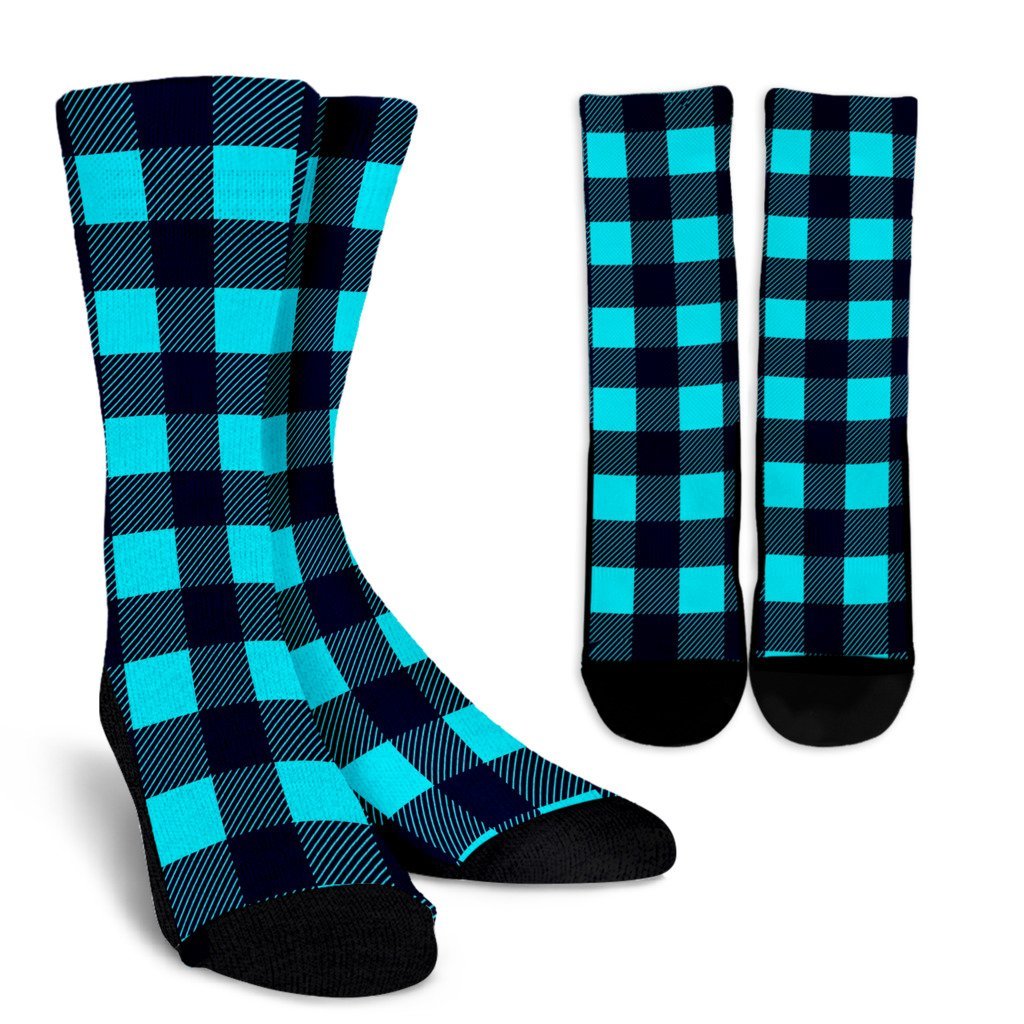 Lumberjack Blue Pattern Print Unisex Crew Socks-grizzshop