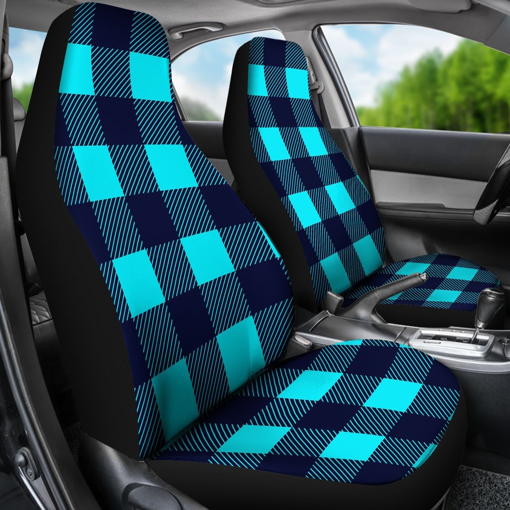 Lumberjack Blue Pattern Print Universal Fit Car Seat Covers-grizzshop