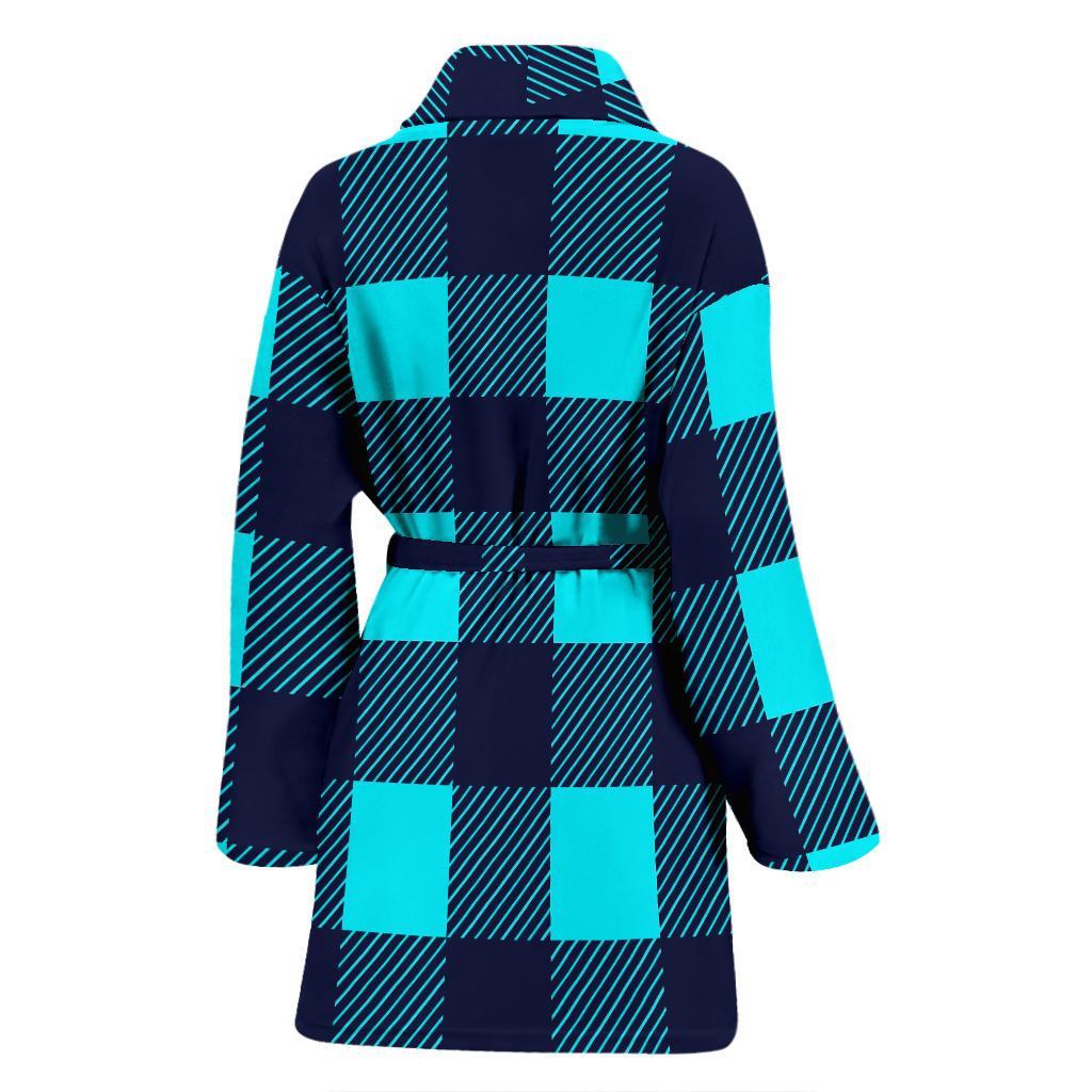 Lumberjack Blue Pattern Print Women Long Robe-grizzshop