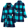 Lumberjack Blue Pattern Print Women Long Robe-grizzshop