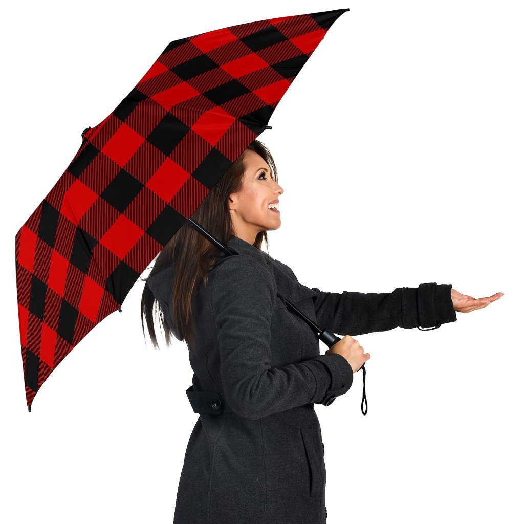 Lumberjack Red Pattern Print Automatic Foldable Umbrella-grizzshop