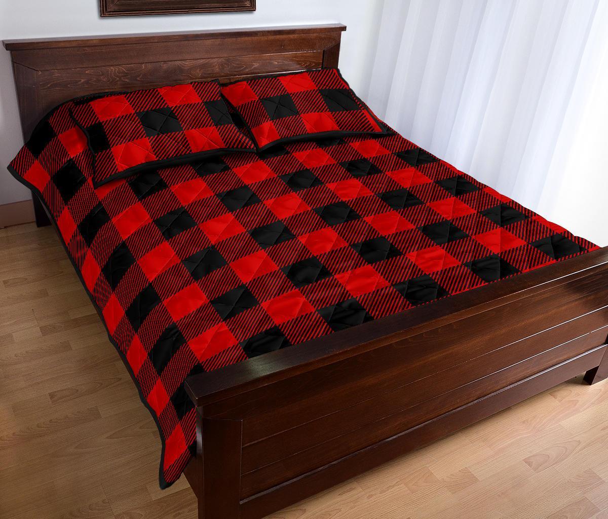 Lumberjack Red Pattern Print Bed Set Quilt-grizzshop