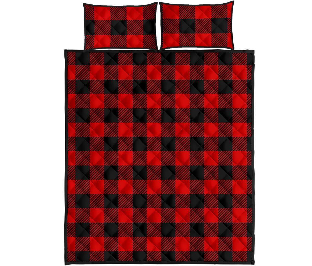 Lumberjack Red Pattern Print Bed Set Quilt-grizzshop