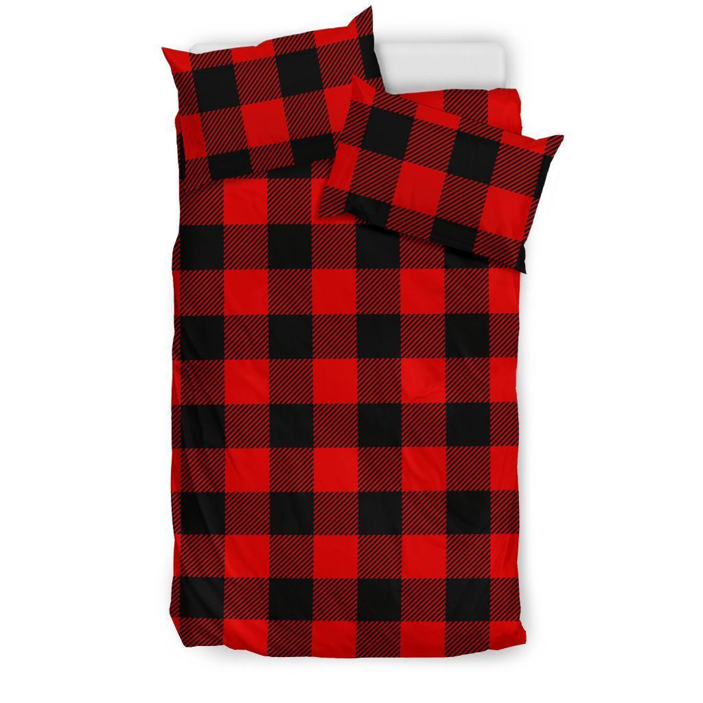 Lumberjack Red Pattern Print Duvet Cover Bedding Set-grizzshop