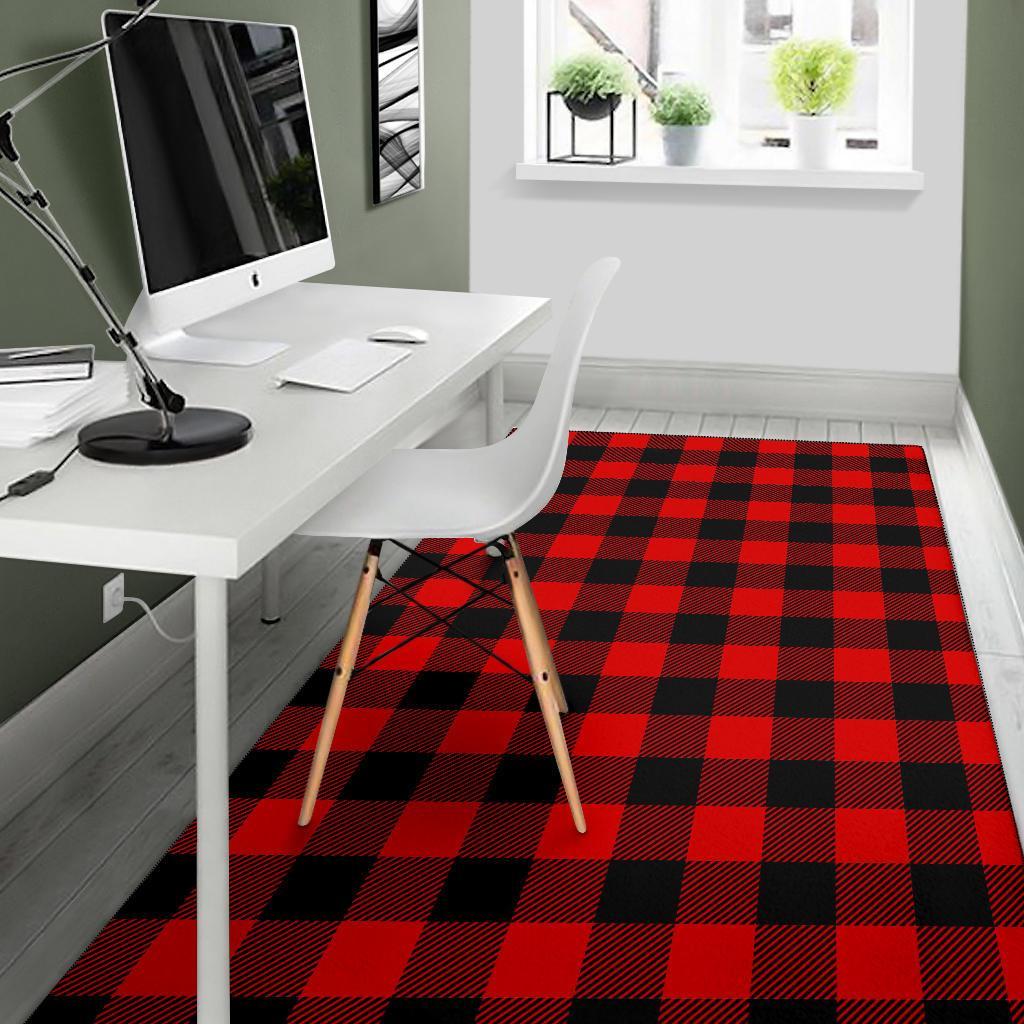 Lumberjack Red Pattern Print Floor Mat-grizzshop