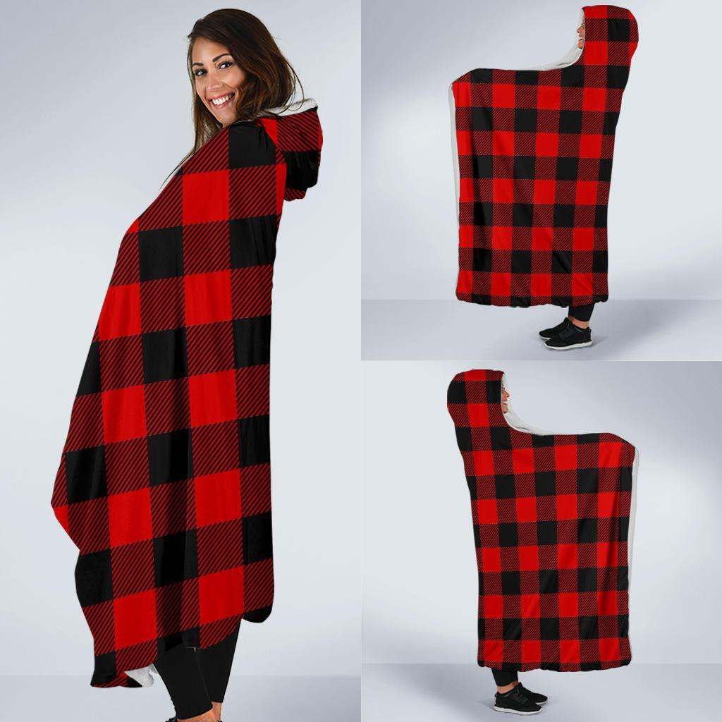 Lumberjack Red Pattern Print Hooded Blanket-grizzshop