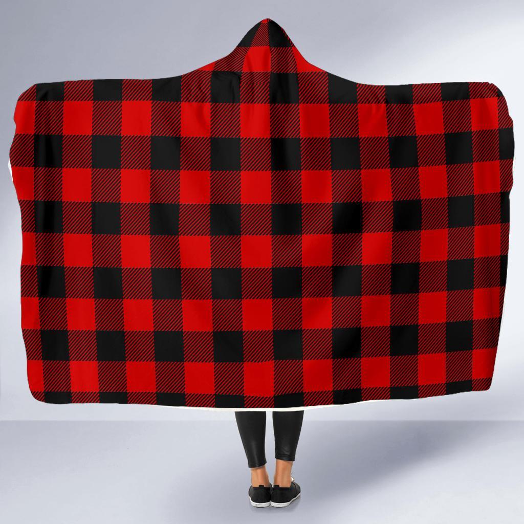 Lumberjack Red Pattern Print Hooded Blanket-grizzshop