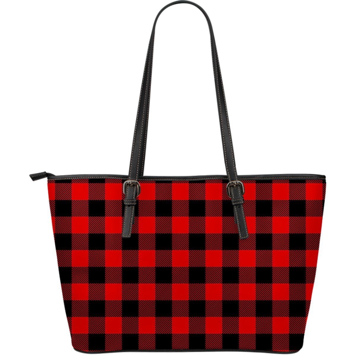 Lumberjack Red Pattern Print Leather Tote Bag-grizzshop
