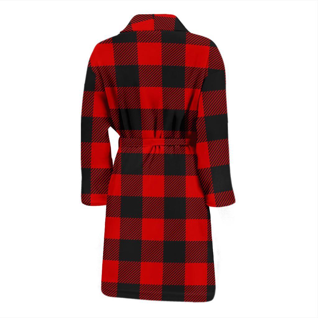 Lumberjack Red Pattern Print Men Long Robe-grizzshop