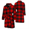 Lumberjack Red Pattern Print Men Long Robe-grizzshop